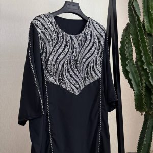 عبا زنانه کار شده مدل کاملیا 44171