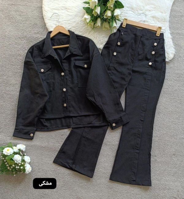 زنانه دخترانه کت شوار کتان کش 44206 - Image 10