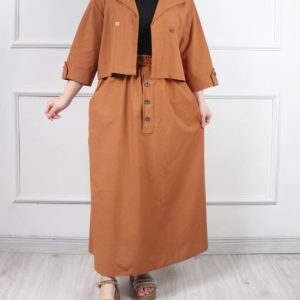 کت دامن زنانه دخترانه جنس ترند رنگبندی  لینن 3085