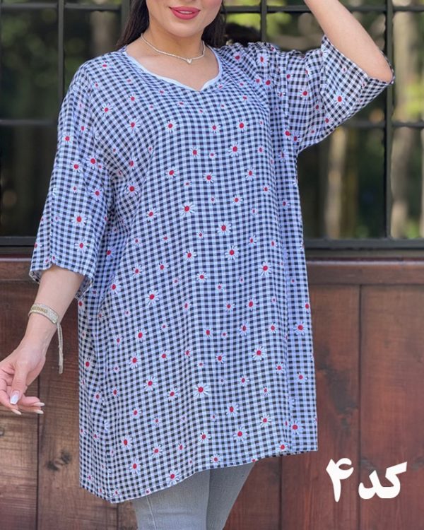تیشرت زنانه دخترانه شومیزی طرحدار خنک و سبک772069 - Image 11