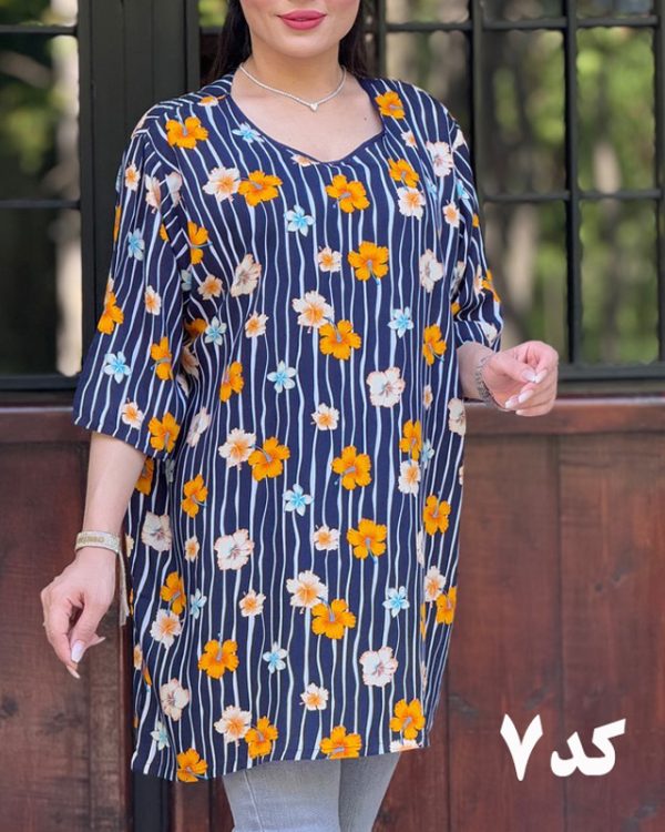 تیشرت زنانه دخترانه شومیزی طرحدار خنک و سبک772069 - Image 3
