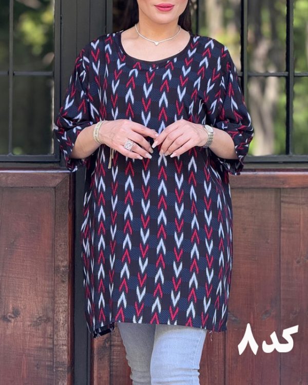 تیشرت زنانه دخترانه شومیزی طرحدار خنک و سبک772069 - Image 12
