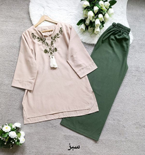 ست مانتو تونیک شلوار گلدوزی زنانه 687750 - Image 8