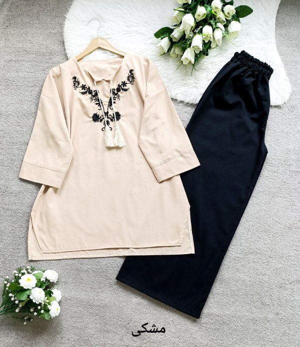ست مانتو تونیک شلوار گلدوزی زنانه 687750 - Image 12