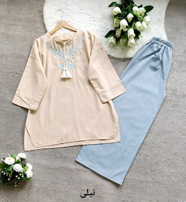 ست مانتو تونیک شلوار گلدوزی زنانه 687750 - Image 11