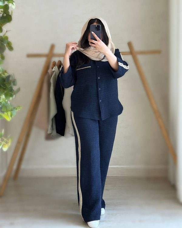 ست شومیز شلوار زنانه و دخترانه ترکیبی سبک و بهاری 44202
