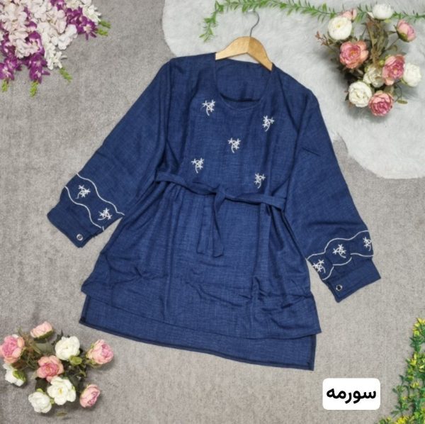 تونیک زنانه و دخترانه گلدوزی شده مدل تیهو 44224 - Image 8