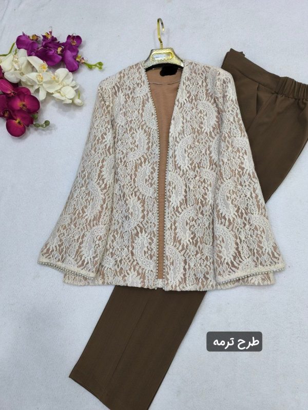 کت زنانه و دخترانه مجلسی و شیک مدل گیپور مرواریدی 44242 - Image 6