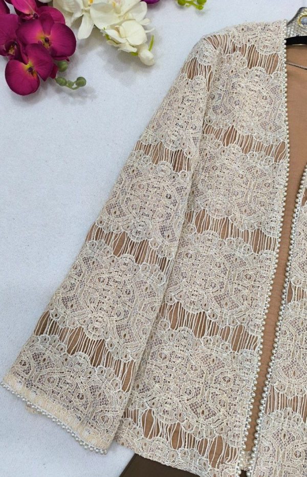 کت زنانه و دخترانه مجلسی و شیک مدل گیپور مرواریدی 44242 - Image 4