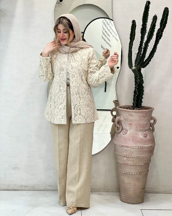 کت زنانه و دخترانه مجلسی و شیک مدل گیپور مرواریدی 44242