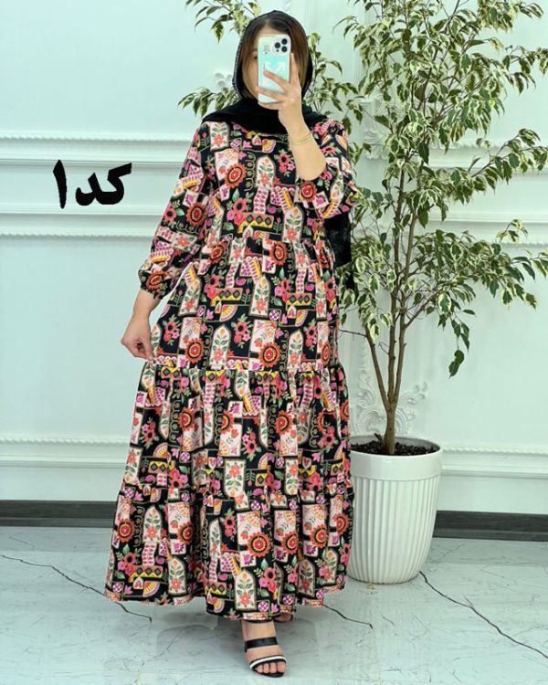 ساحلی زنانه گلدار بلند چین دار772141 - Image 5