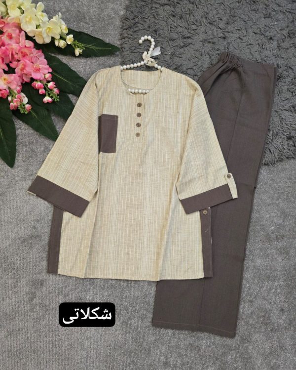 ست مانتو شلوار راحتی تابستانی لنین 286700 - Image 4