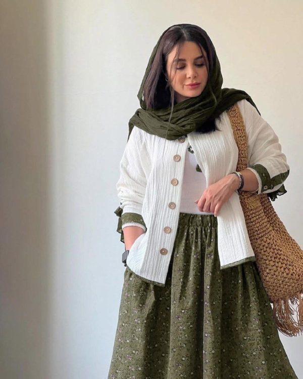 شومیز دامن طرح دار خنک تابستانی 287226 - Image 4