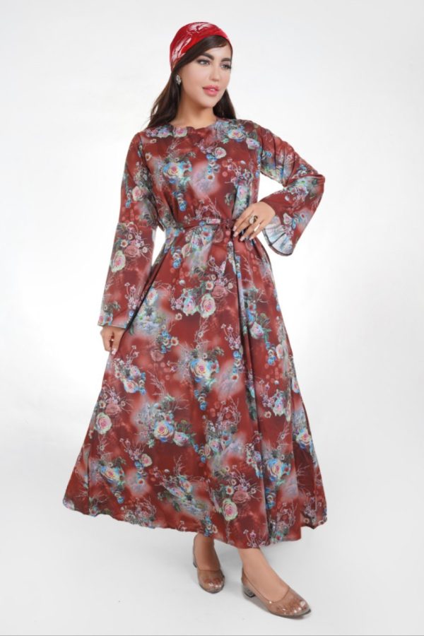 پیراهن زنانه دخترانه طلا کوب گلی 44284 - Image 5