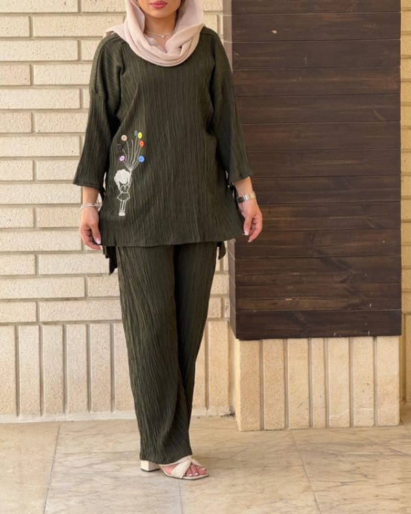 ست بلوز شلوار دخترانه خنک رنگبندی774420 - Image 7
