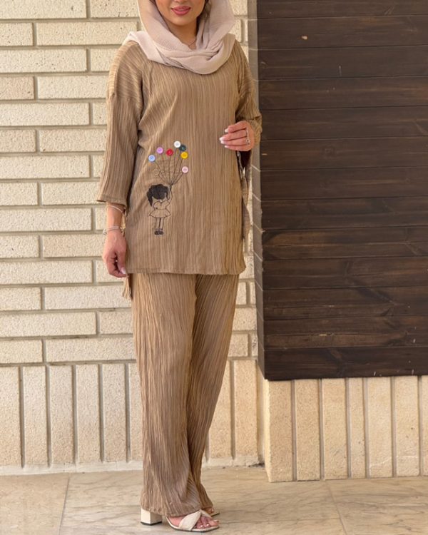 ست بلوز شلوار دخترانه خنک رنگبندی774420