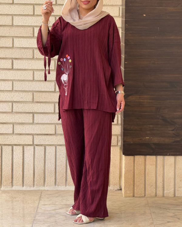ست بلوز شلوار دخترانه خنک رنگبندی774420 - Image 5