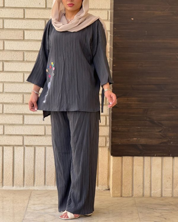 ست بلوز شلوار دخترانه خنک رنگبندی774420 - Image 4