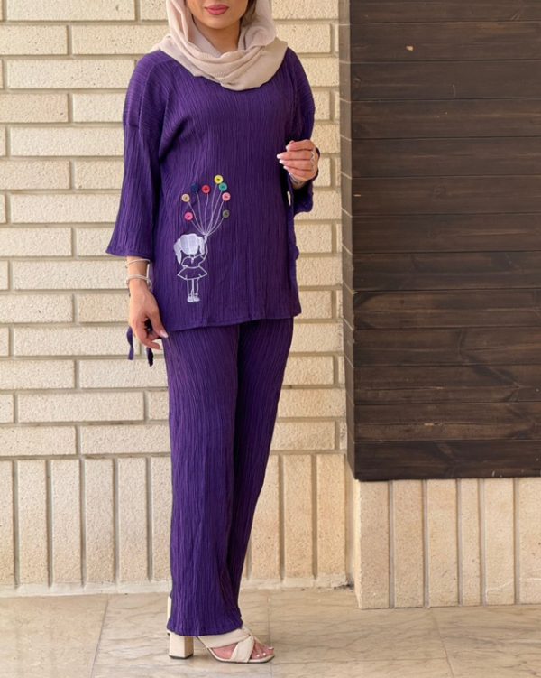 ست بلوز شلوار دخترانه خنک رنگبندی774420 - Image 3