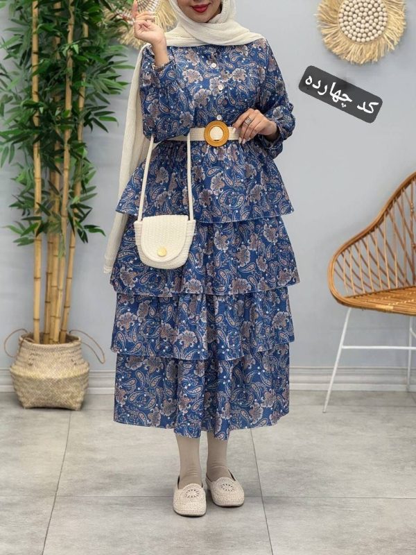 پیراهن زنانه و دخترانه دامن طبقه ای8100220 - Image 10