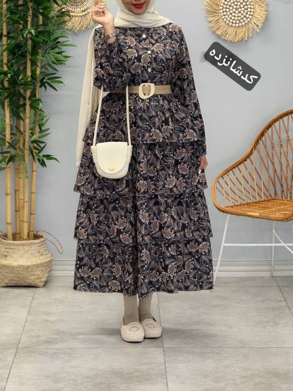 پیراهن زنانه و دخترانه دامن طبقه ای8100220 - Image 11