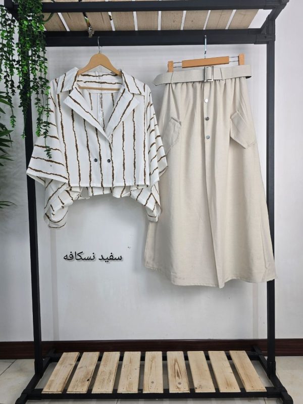 شومیز دامن زنانه مجلسی مناسب تابستان در رنگبندی زیبا و کیفیت عالی791256 - Image 4