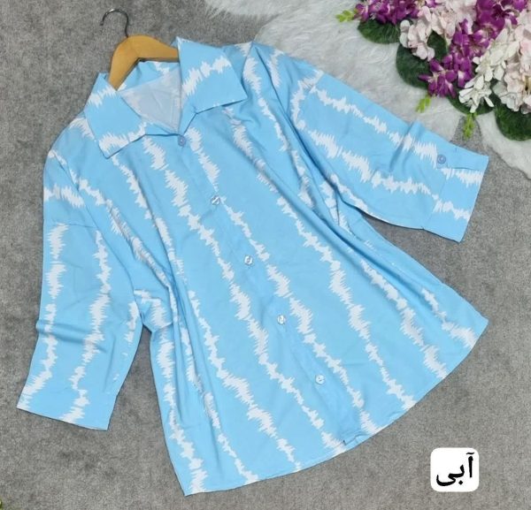شومیز زنانه دخترانه مانتویی طرح دار در رنگبندی شیک تابستانه743270 - Image 4