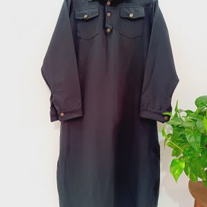 مانتو بلند زنانه کتان قواره دار77428