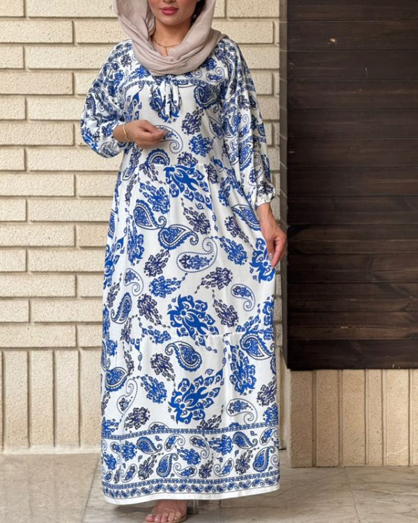 پیراهن زنانه ساحلی نخی بلند خنک رنگبندی2270 - Image 4