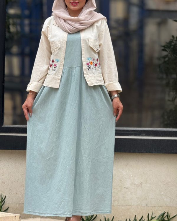 کت سارافون زنانه دخترانه شیک لنین طبیعی کالکشن تابستان72370 - Image 5