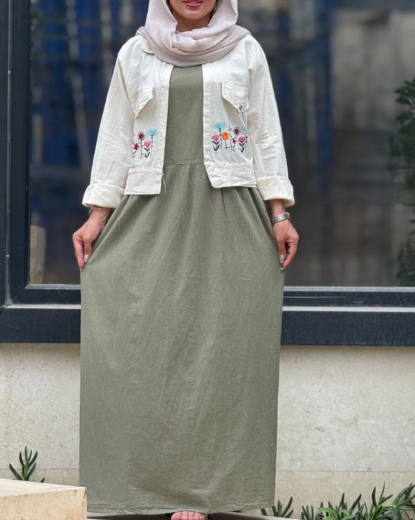کت سارافون زنانه دخترانه شیک لنین طبیعی کالکشن تابستان72370 - Image 3