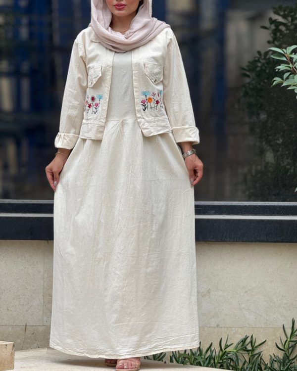 کت سارافون زنانه دخترانه شیک لنین طبیعی کالکشن تابستان72370 - Image 2