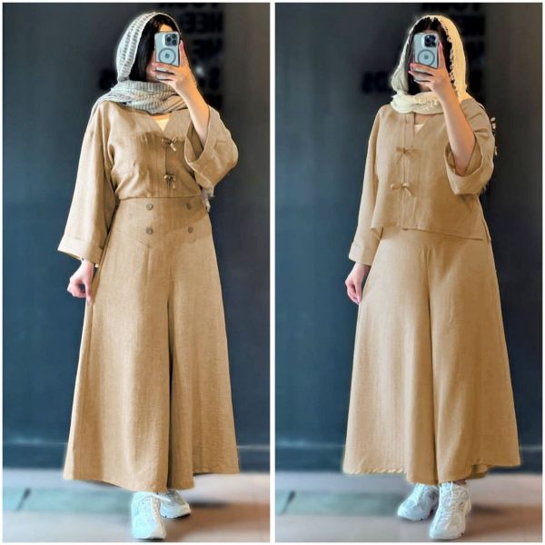 کراپ و شلوار دامنیی زنانه دخترانه اذین کالکشن تابستان 437068 - Image 3