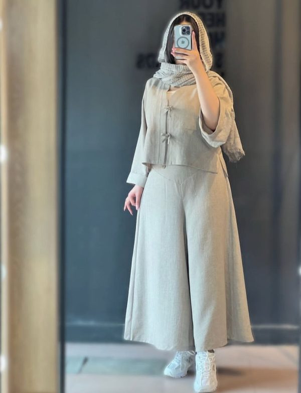 کراپ و شلوار دامنیی زنانه دخترانه اذین کالکشن تابستان 437068 - Image 7