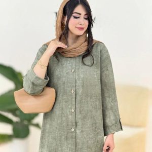 مانتو گازوییلی زنانه بلند – صوفیا شانتون ترند، فری‌سایز تا 46، تنخور جدید و شیک 23704
