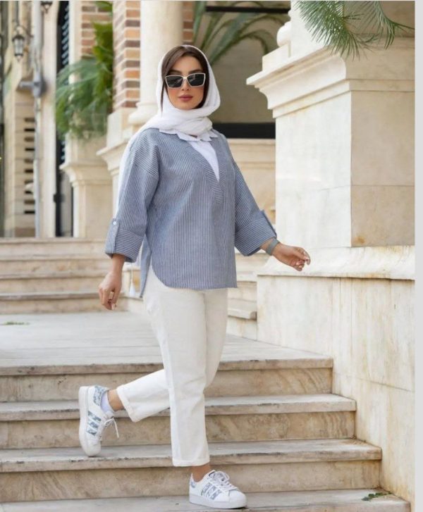 شومیز یقه سفید زنانه دخترانه کالکشن تابستان 4100214