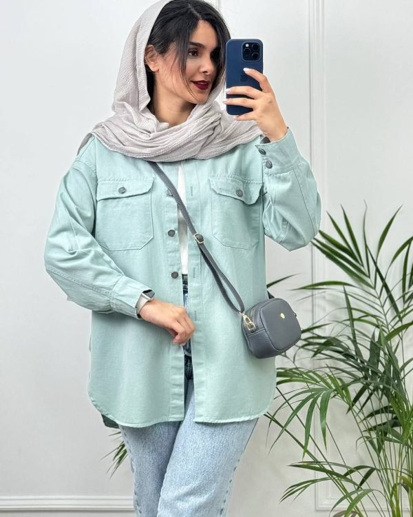 شومیز مانتویی زنانه مدل 434 | کتان ترک اصل، تنخور شیک، جیب کاربردی و فری سایز 275581 - Image 2