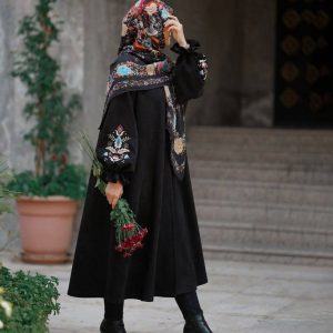 مانتو بلند زنانه و دخترانه گلدوزی شده3100456