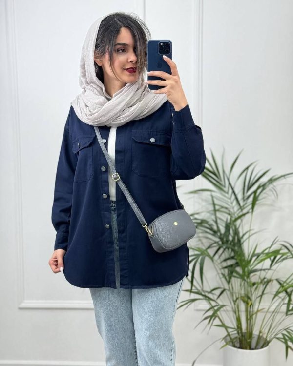 شومیز مانتویی زنانه مدل 434 | کتان ترک اصل، تنخور شیک، جیب کاربردی و فری سایز 275581 - Image 3