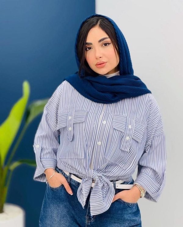 شومیز مانتویی زنانه و دخترانه راه راه