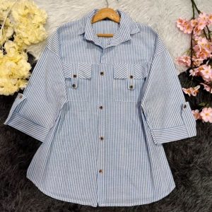 شومیز مانتویی زنانه و دخترانه راه راه 891214