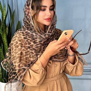 شال زنانه و دخترانه شیشه ای پلنگی ترند