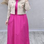 ست دخترانه و زنانه کت و سارافون گلدوزی شده