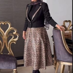 ست کت و دامن پلنگی زنانه و دخترانه