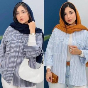 شومیز زنانه جیب صلیبی تنخور شیک، جیب کاربردی، فری سایز مناسب تا 46