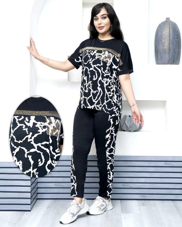 بلوز و شلوار زنانه و دخترانه راحتی طرح رعد و برق8100058 - Image 4