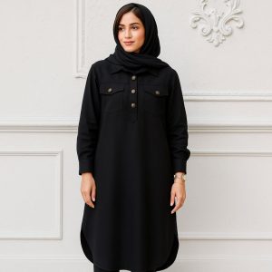 مانتو بلند زنانه کتان قواره دار