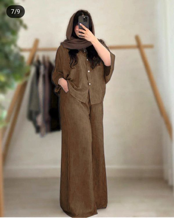 ست شومیز شلوار زنانه دخترانه شیک و خنک تابستانه 38965 - Image 4