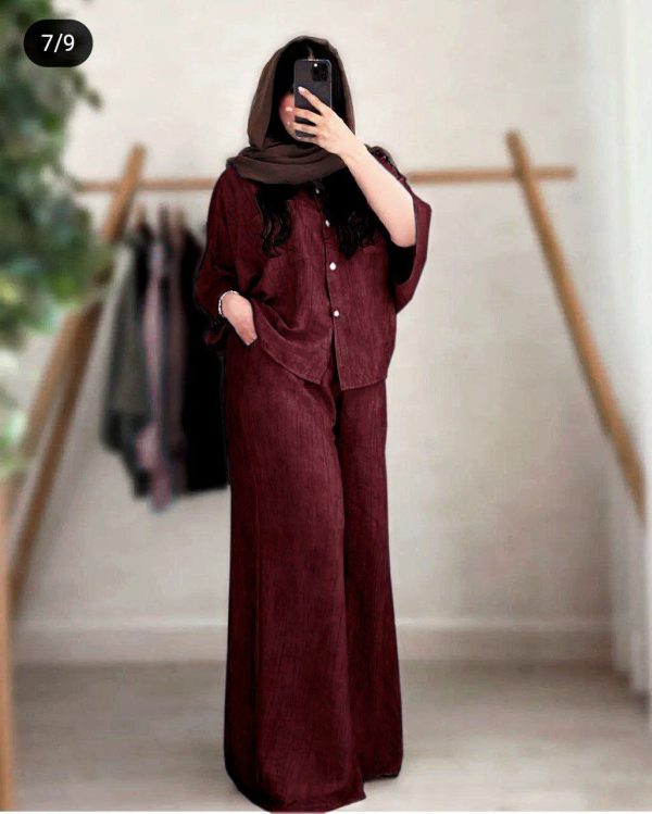 ست شومیز شلوار زنانه دخترانه شیک و خنک تابستانه 38965 - Image 5
