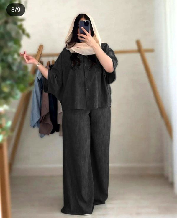 ست شومیز شلوار زنانه دخترانه شیک و خنک تابستانه 38965 - Image 6